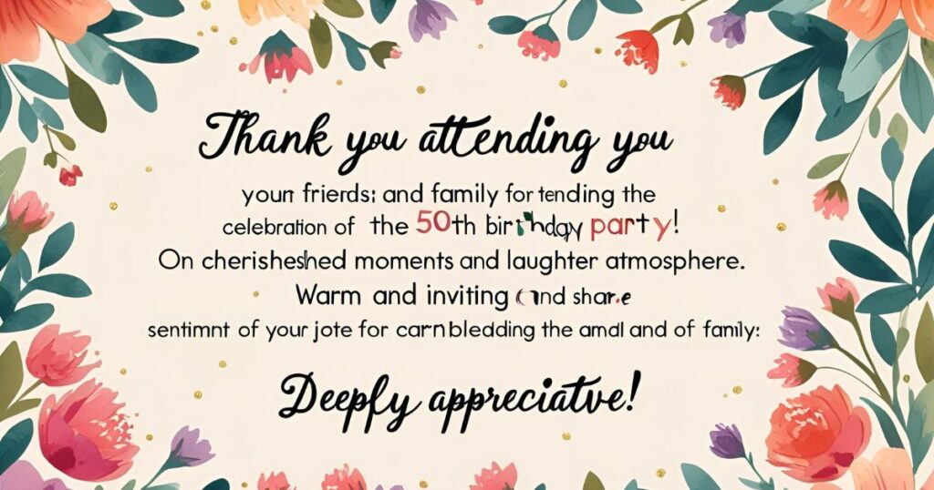 Short Thank You Messages for Attending 50th Birthday Party
